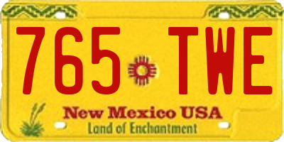 NM license plate 765TWE