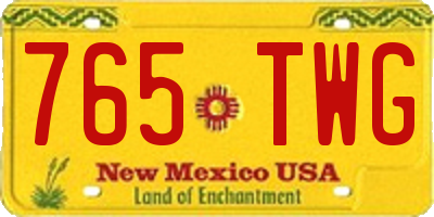 NM license plate 765TWG