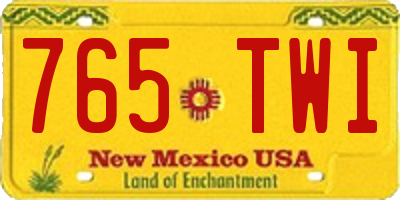 NM license plate 765TWI