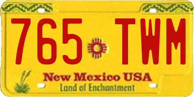 NM license plate 765TWM