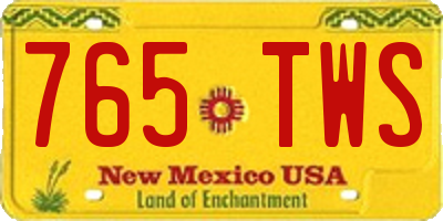 NM license plate 765TWS