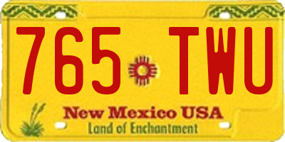 NM license plate 765TWU