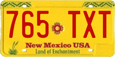 NM license plate 765TXT