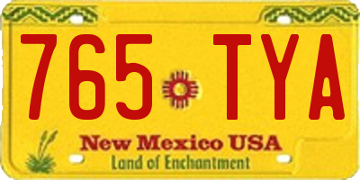 NM license plate 765TYA