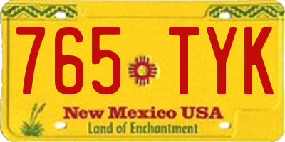 NM license plate 765TYK