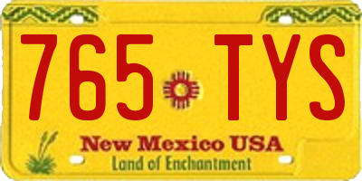 NM license plate 765TYS