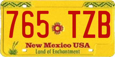 NM license plate 765TZB