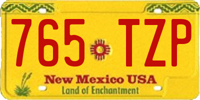 NM license plate 765TZP