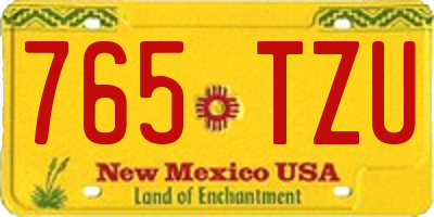 NM license plate 765TZU