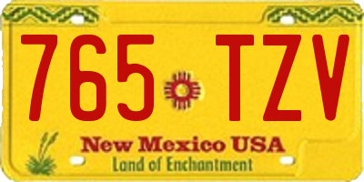 NM license plate 765TZV