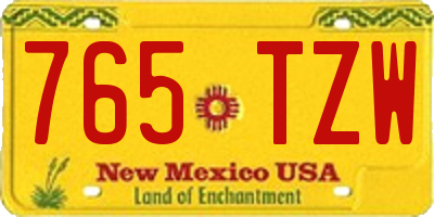 NM license plate 765TZW