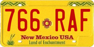 NM license plate 766RAF