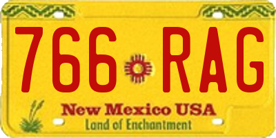 NM license plate 766RAG