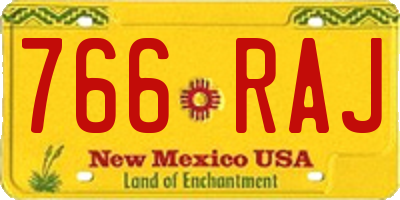 NM license plate 766RAJ