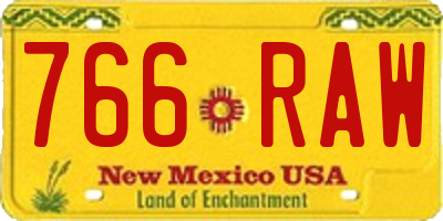 NM license plate 766RAW