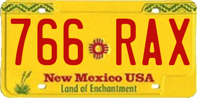 NM license plate 766RAX