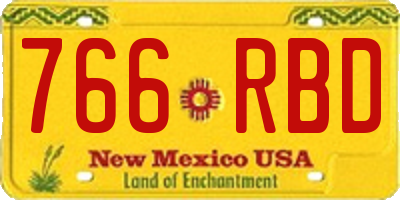 NM license plate 766RBD