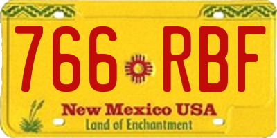 NM license plate 766RBF