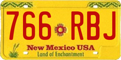 NM license plate 766RBJ