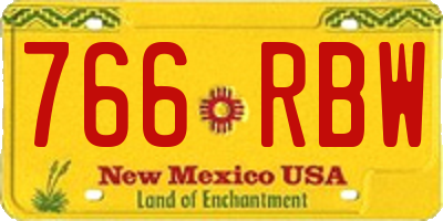 NM license plate 766RBW