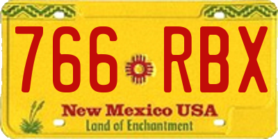 NM license plate 766RBX