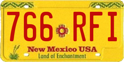 NM license plate 766RFI