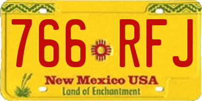 NM license plate 766RFJ