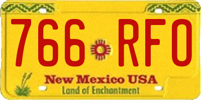 NM license plate 766RFO