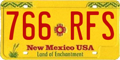 NM license plate 766RFS