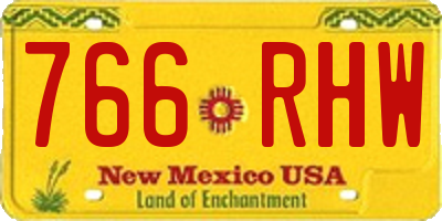 NM license plate 766RHW