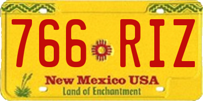 NM license plate 766RIZ