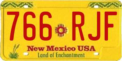 NM license plate 766RJF