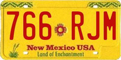 NM license plate 766RJM
