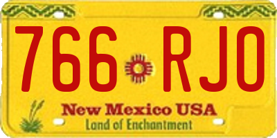 NM license plate 766RJO