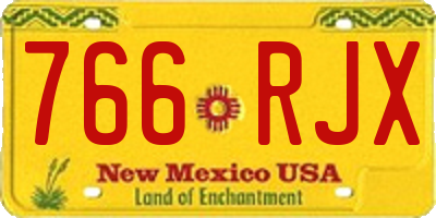 NM license plate 766RJX