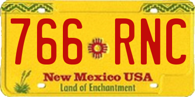 NM license plate 766RNC