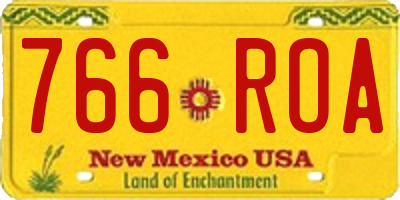 NM license plate 766ROA