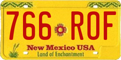 NM license plate 766ROF