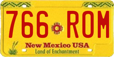 NM license plate 766ROM