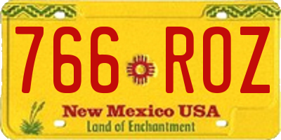 NM license plate 766ROZ