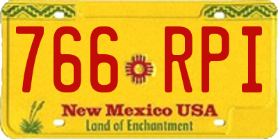 NM license plate 766RPI