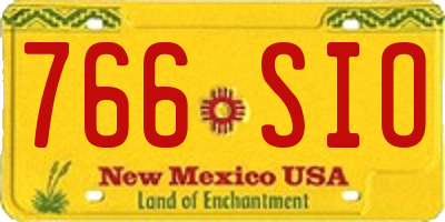 NM license plate 766SIO