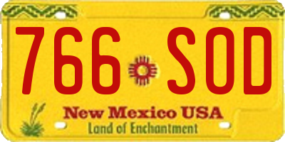 NM license plate 766SOD