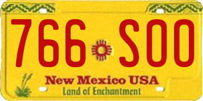 NM license plate 766SOO