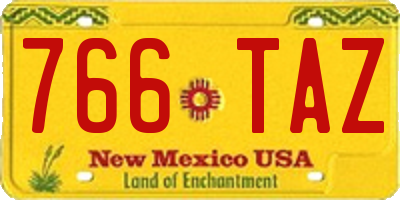 NM license plate 766TAZ