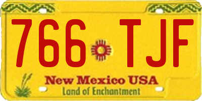 NM license plate 766TJF