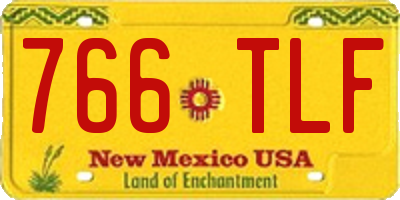 NM license plate 766TLF