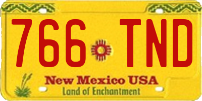 NM license plate 766TND