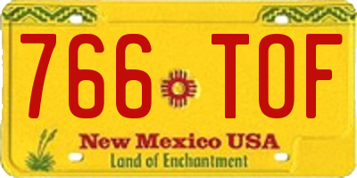NM license plate 766TOF