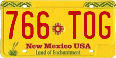 NM license plate 766TOG